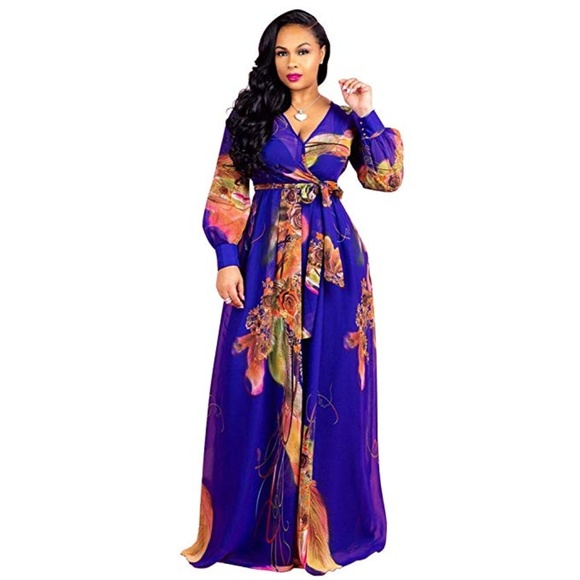 Dresses & Skirts - Nuofengkudu Womens Stylish Chiffon V-Neck Printed